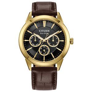 Citizen Men's Classic Day/Date Eco-Drive Brown Leather Watch 40 MM BU2112-06E
